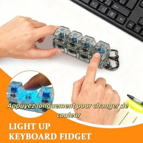 Porte-clés Fidget Clavier Lumineux – 6 Boutons, LED, Anti-stress Pour Adulte Et Enfant – Voyage, école, Bureau