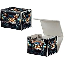 Card Deck Box, MTG Commander Deck Box for Trading Cards, 100+ Sleeved Cards with PU Leather Magnetic Card Storage Box for TCG CCG Magic Cards - Cat