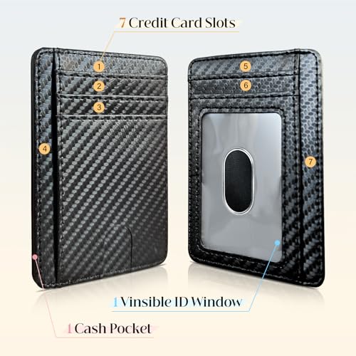 Wallet for Men Rfid Blocking Credit Card Holder for Men Women Leather Slim Thin Minimalist Rfid Card Holder Ridge Pocket Travel Wallet-Carbon Black4