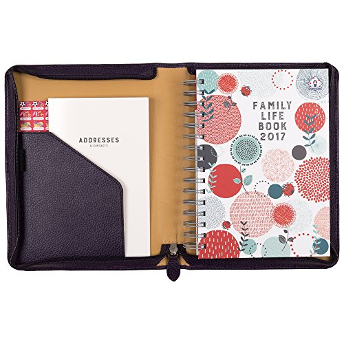Organised Mum 2016 2017 famille Life Agenda Livre dans une housse en cuir véritable. A5 famille Organiseur Agenda. Flexible Page avec sept colonnes. Agenda scolaire (Fonctionne la Mi-août "16 jusqu'à Décembre 17). Par Semaine avec grands espaces pour chaque jour et utile d'organisation Caractéristiques aubergine