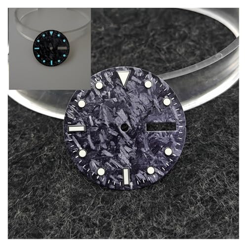 ZHGUIMING 28.5mm ウォッチダイヤル カーボンファイバー テクスチャード加工 C3/BGW9 発光 シングル/デュアルカレンダー 日付表示 NH35ムーブメント用アクセサリー(BGW9 Double date)