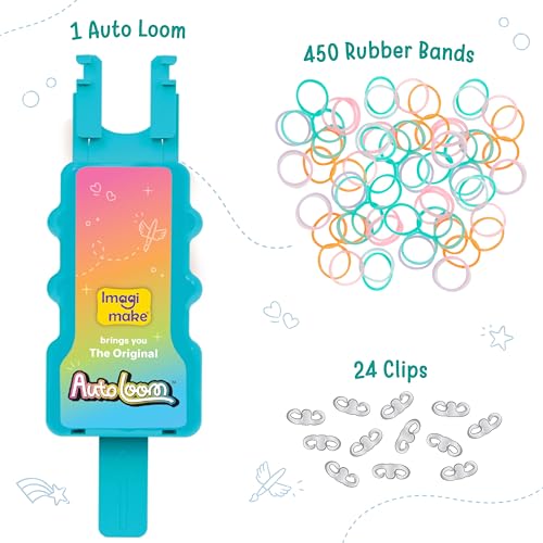 Image of Imagimake Rainbow Loom Glow in the Dark Kit | Bracelet Making kit with 450+ Bands & Clips | Auto Loom Tool |DIY Art & Craft Kit |Travel Toys | Creative Gift for Girls Age 7+
