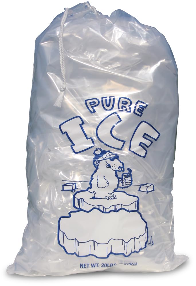 Ice Bags with Drawstring Heavy Duty Commercial Grade (10 lb Pack 500)