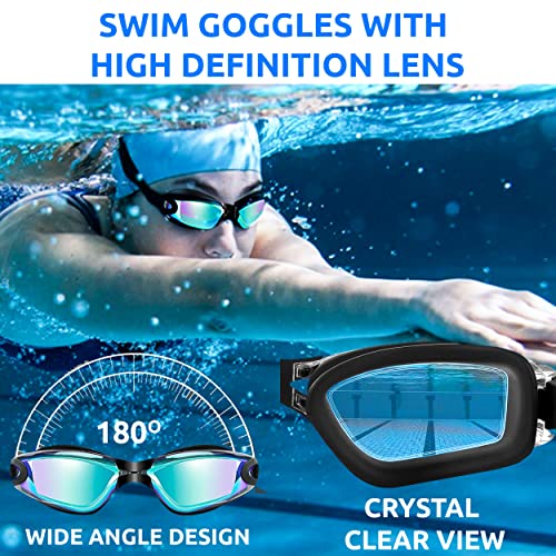 NASK Swimming Goggles, Quick Adjustable Swim Goggles for Adults Men Women & 8+ Age Kids with Nose Clip & Earplugs - Image 2