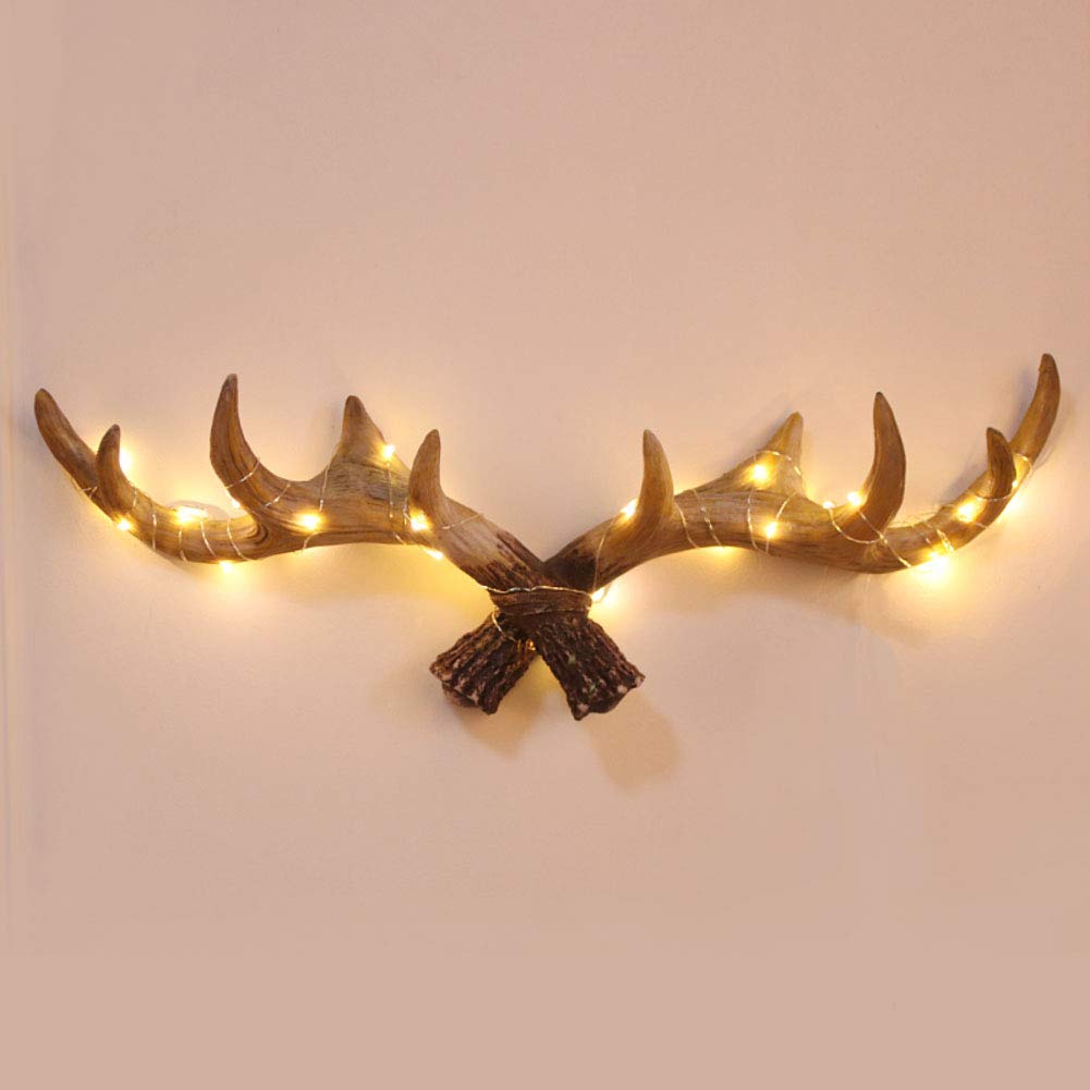 Crochet Mural en Bois Vintage Tête de Cerf Marron Clair 49x17cm