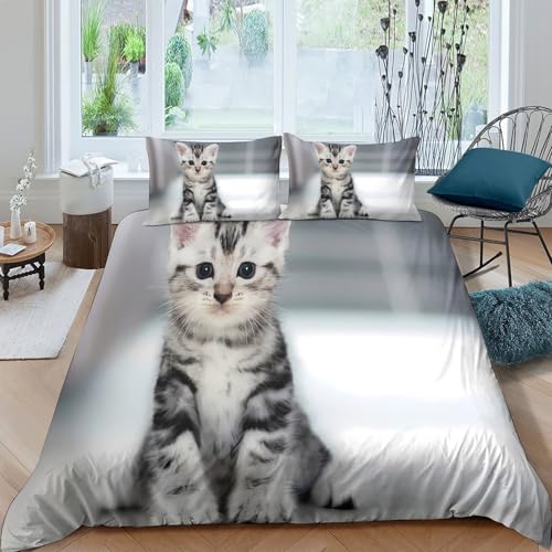 Parure de lit 3 pièces chat avec impression 3D ultra douce - 4