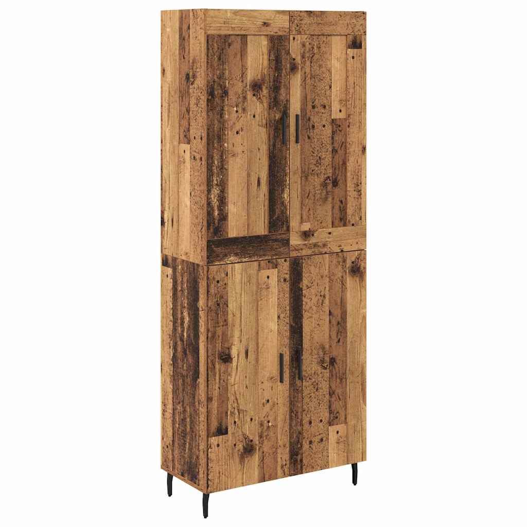 vidaXL Highboard 2 pcs Old Wood Engineered Wood and Glass, Stylish Furniture, Rectangular Highboard, Modern Storage Solution, Functional Sideboard, Indoor Fixture, Dining Room Accent