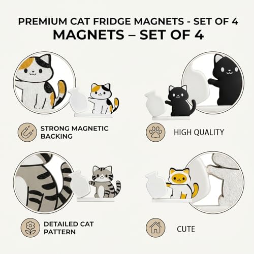 Cat Whisker Holder Magnet, 4 piezas, decoración y almacenamiento miniatura 3