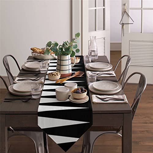 ZLXDP Table Runner Black White Triangle Geometric Table Runners for Dinner Table Wedding Decor Tablecloth Color D Size