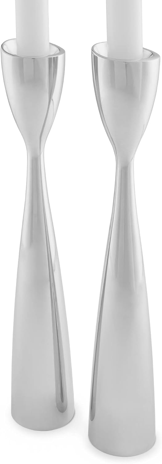 nambe Vida Candlestick Holders 2Pc Set Metal Taper Candle Holder Modern