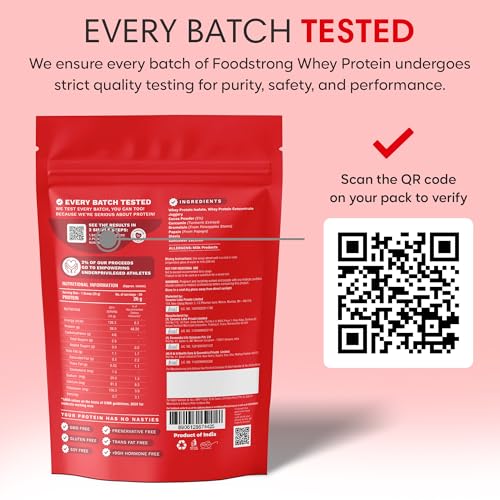 Image of Foodstrong Whey Protein Isolate + Concentrate, 100% Hormone Free Grass-Fed Whey, 26G Protein & 6.6G BCAA, Dutch Chocolate, With Turmeric & Natural Digestive Enzymes, 1KG