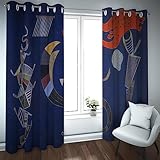 Deertweet Home Dunkelblauer Vorhang Kandinsky abstrakte Kunst Verdunkelungsvorhänge für Wohnzimmer Schlafzimmer wärmeisolierte Energiesparfenster Vorhänge 2 Paneele H175xB140