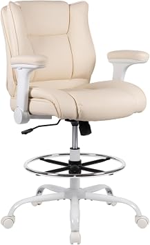 Drafting Chair Pu Leather Tall Office Chair for Standing Desk with Footrest