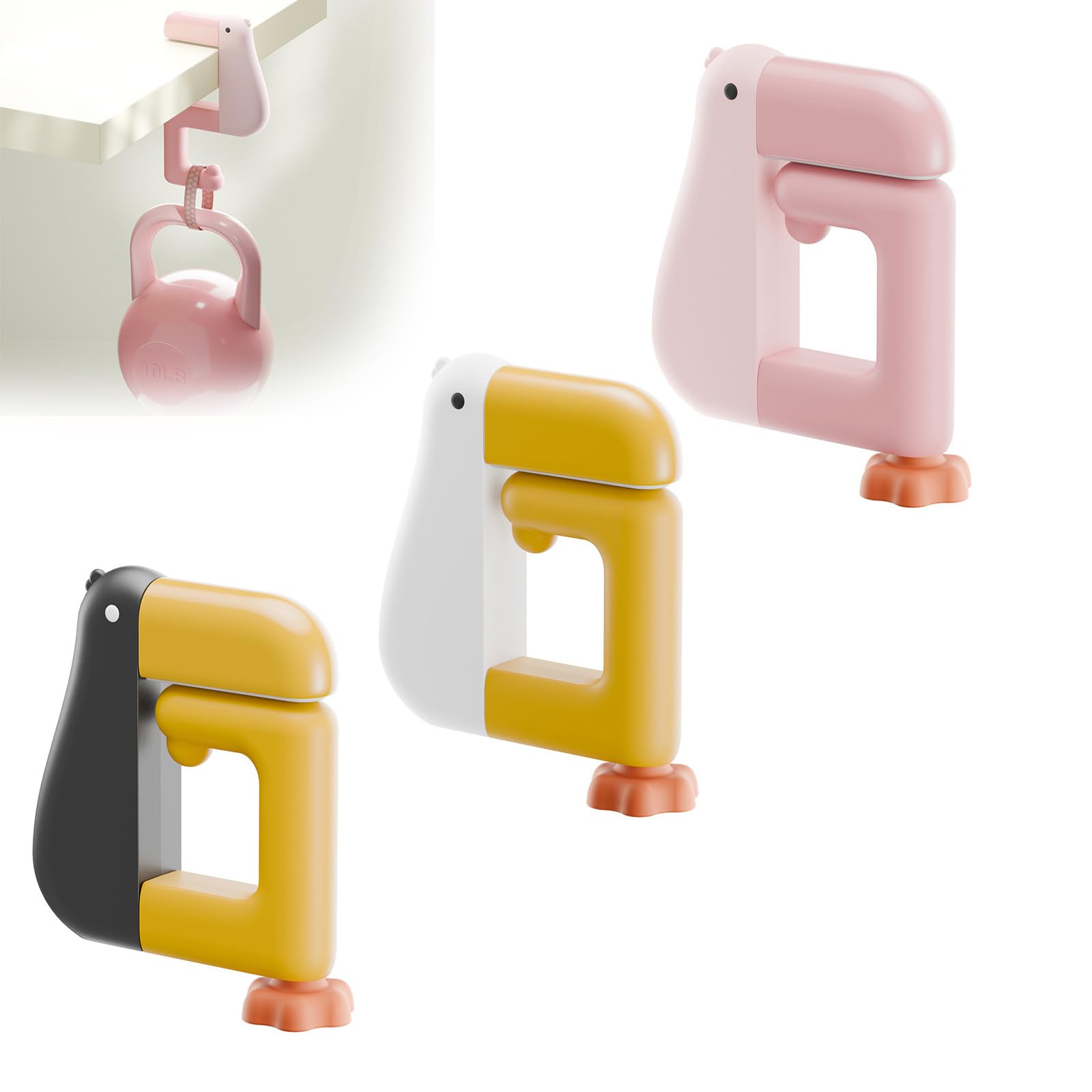 Portable Duck Shaped Detachable Non-Slip Folding Table Hook – No-Drill Purse Hanger & Bag Clamp for School/Office Desk Storage & Organization