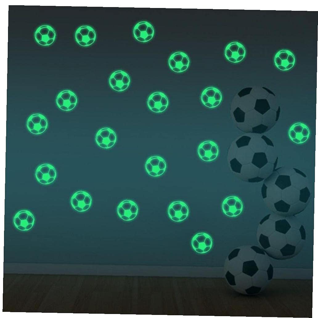 Onsinic Green 12Pcs Wall Stickers Football Decals Glow In Dark Luminous Stickers Vinyl Home Decor