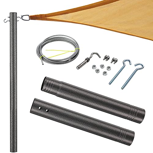Shade Sail Poles - Heavy Duty Extra Wide Sun Shade Poles - 9Ft Adjustable Sail Shade Pole Kit - Rustproof Canopy Poles For Backyard, Patio, Garden. #TOP9