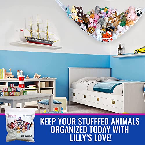 Lilly's Love Large Stuffed Animal Storage Net Hammock, Made W/Real Netting Not Mesh, Organize The Chaos | 60" X 60 X 67 #TOP1