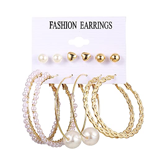 Image of Shining Diva Fashion Stylish Combo Design 6 Pairs Metal Earrings for Women and Girls (F12787er)