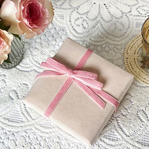 Image of QIANF Vintage Pink Velvet Ribbon, 3 /8 Inch X 25Yd