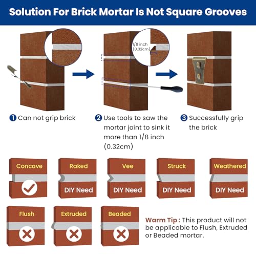 Image of 10 Pcs Brick Clips for Hanging Outdoors, No Drill Brick Hooks Hangers Fit Brick 2-1 /4 inch to 2-3 /8 inch in Height, Heavy Duty Brick Wall Hangers Clamps for Outside Home Decor Brick Hooks