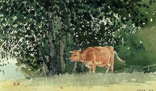 Toile vache au pâturage Winslow Homer déco murale 60x90cm