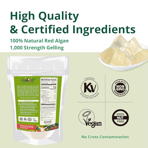 image for LIVING JIN Agar Agar Powder, 12 oz. Plant-Based Gelatin Powder, Vegan 