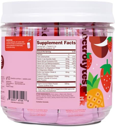 Wellah Electrolytes Packets (Strawberry Pina Colada) 30 Stick Packs — 사진 4