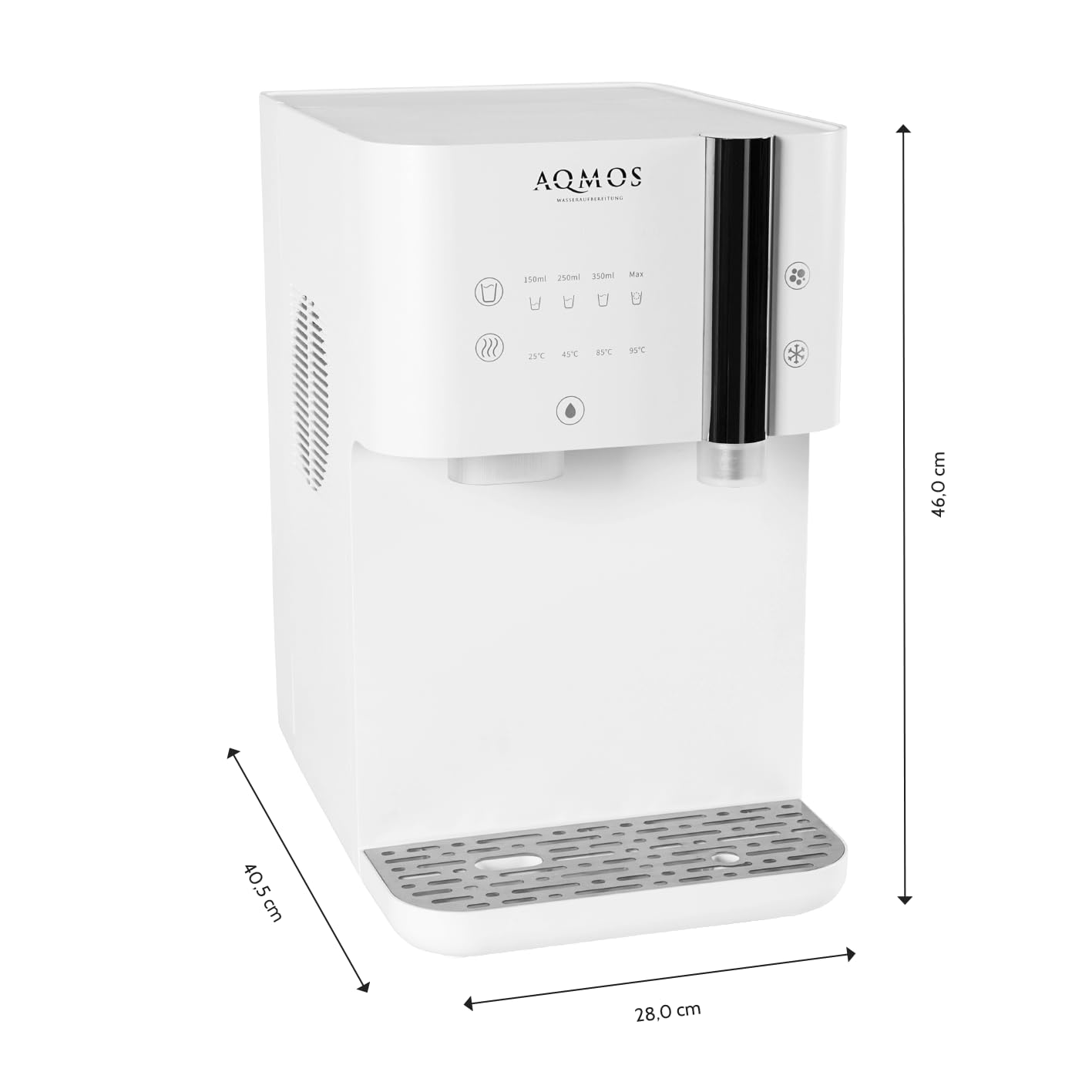 Aqmos Drinking Wasserspender Weiß – Premium Komplettsystem mit still & sprudelnd, 5–95 °C heiß & kalt, integrierte Umkehrosmose, Sensorbedienung, für Küche & Büro