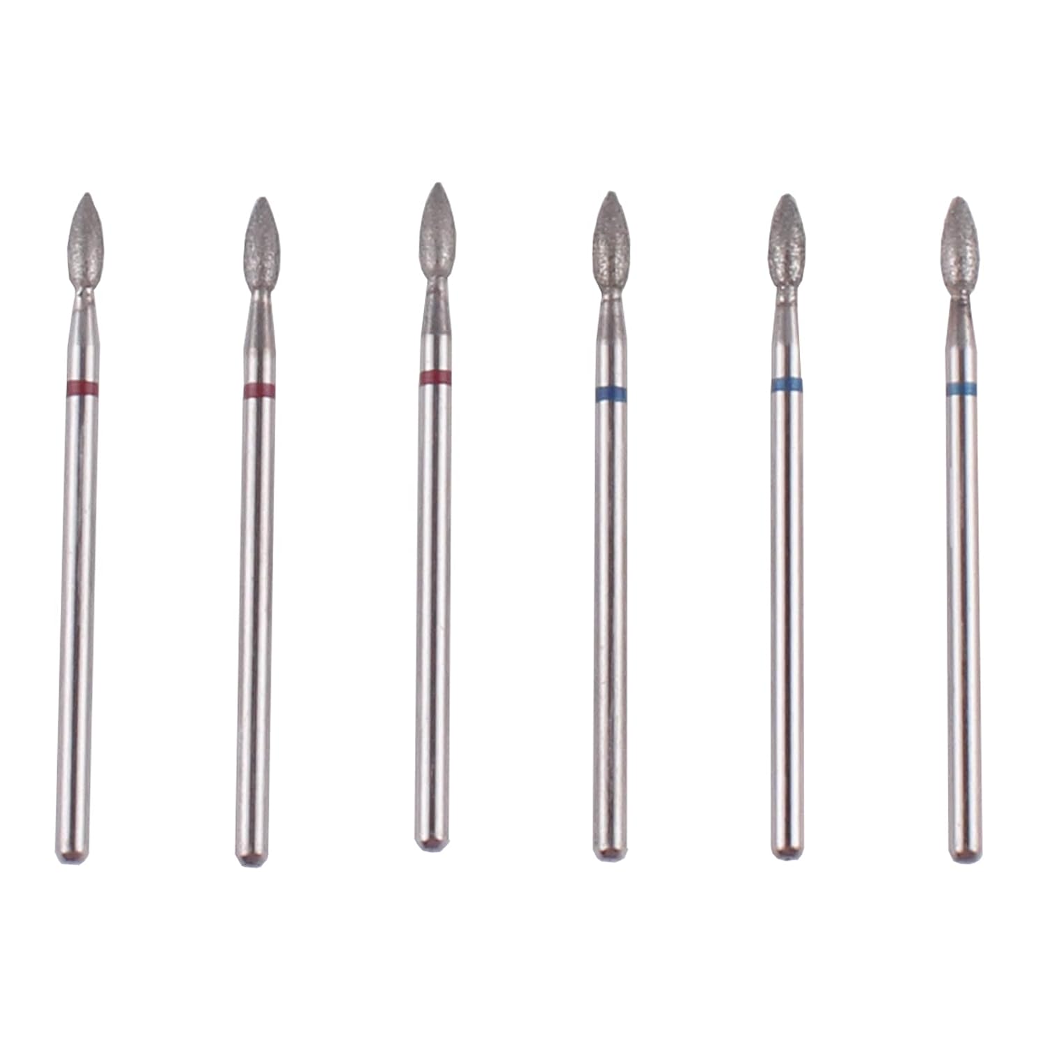 6pcs Flame Cuticle Drill Bits, 3/32 Shank Pro Diamond Nail Bit Set