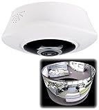 Ideal zum Überwachen von Haus, Ferienwohnung, Büro u.v.m. • Lichtstarkes Fischaugen-Objektiv mit 1,2 mm Brennweite, Blende f/1,2 • Kostenlose App für Android und iOS, erhältlich bei Google Play und im App Store: Live-Ansicht mit verschiedenen Ansichts-Modi inkl. 360°-Rundum-Sicht, Aufnahme-Zeitplan u.v.m. • Mit Lautsprecher und Mikrofon für 2-Wege-Kommunikation • Halterung zum Anschrauben an Wand oder Decke