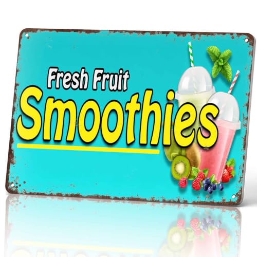 Fresh Fruit Smoothies Food Theme Metal Sign 8 x 12 Inch