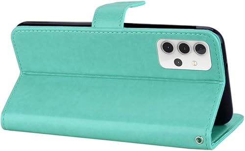 Miniatura 5 de Funda compatible con Samsung Galaxy A32 5G Bling Diamand PU Funda tipo cartera de piel sintética con cuerda Wsrist Funda protectora de cuerpo