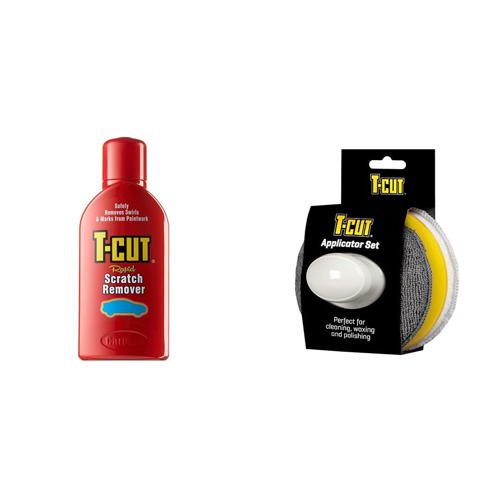 T-Cut Rapid Scratch Remover, 500 ml & Wax Applicator Set with Handle, Color May Vary