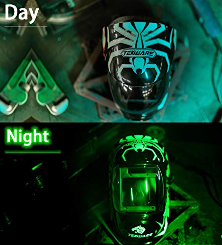 Tekware Large Viewing True Color Solar Powered Auto Darkening Welding Helmet, Hemispherical 4C Lense, 4 Arc Sensor Wide Shade Range 4/5-9/9-13 Luminous Welder Mask For Mig Tig Arc Grinding Plasma #TOP7