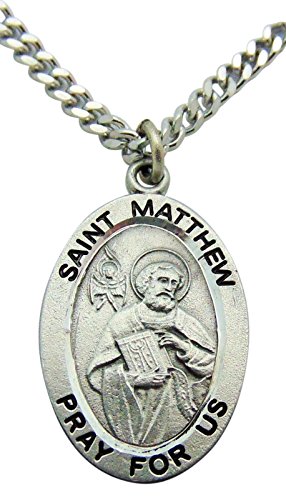 Westmon Works St Matthew Solid Pewter One Inch Saint Medal with Stainless Steel Chain