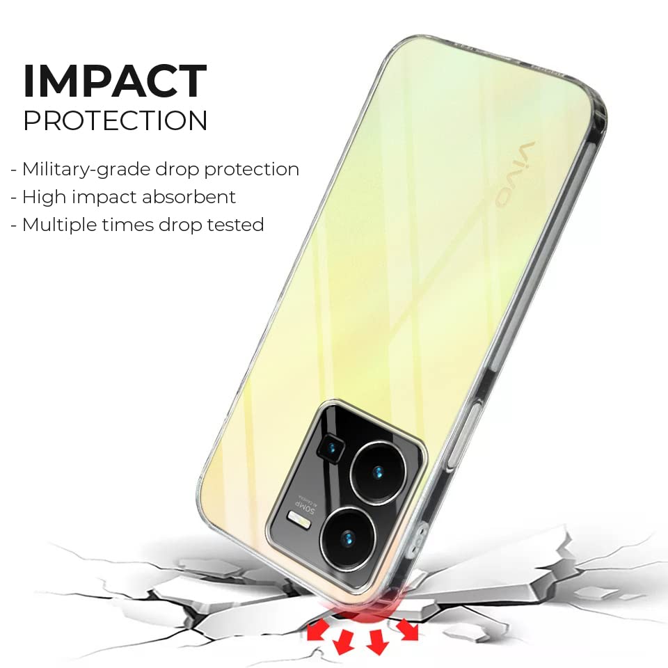 Image of Jkobi Back Cover Case for Vivo Y35 (Silicone Crystal Clear | Pure Camera Protection | Soft and Flexible for Charger and Headphone sockets | Shockproof Bumpers | Transparent)