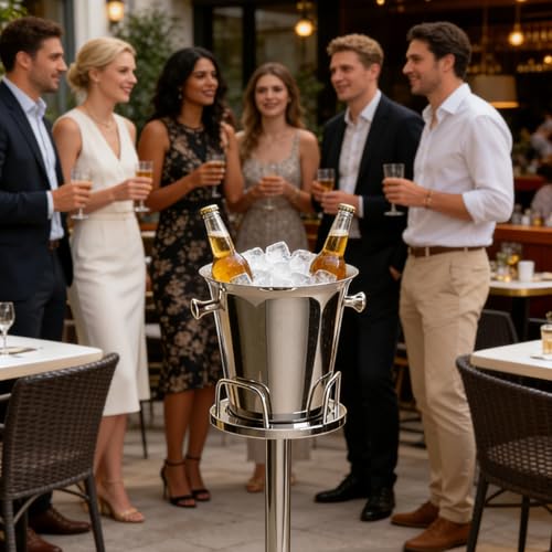 Champagne Bucket with Stand, Standing Ice Buckets 5L(Silver 2 Packs) by DMPWNEBL - Used condition - Image 7