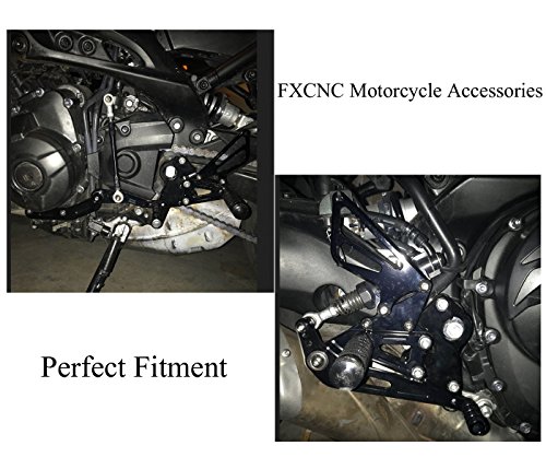 Fxcnc Cnc Fz09 Mt09 Billet Motorcycle Rearset Foot Pegs Rear Set Footrests Fully Adjustable Foot Boards Compatible With Fz-09 Mt-09 2013-2020, Xsr900 2016-2020, Mt09 Tracer 2018-2020 #TOP5