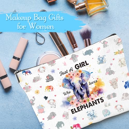 Elephant Gifts for Women - 3Pcs Elephant Lovers Birthday Gifts Set, Cute Cartoon Elephant Makeup Bag Keychain and Healing Bracelets, Christmas Valentines Mother's Day Wedding Gift3