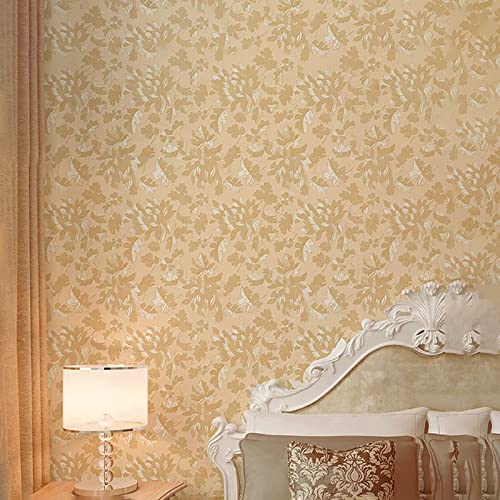 Wolpin Wall Stickers Botanical Wallpaper (60 x 300 cm) Living Room, Bedroom, Textured Embossed Peony Roses Decal Floral Home Decoration, DIY Self Adhesive, Beige