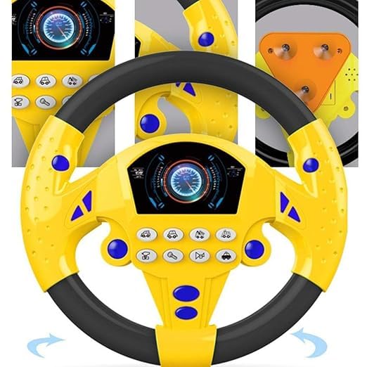 Image of Premium Kids Steering Driving Wheel Funny Interactive Driving Wheel with Music (yellow)