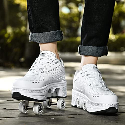 Kofuboke 2-In-1 Roller Skates & Sneakers Unisex Retractable Wheels Outdoor Fun & Fitness Kick Roller Shoes thumb #7
