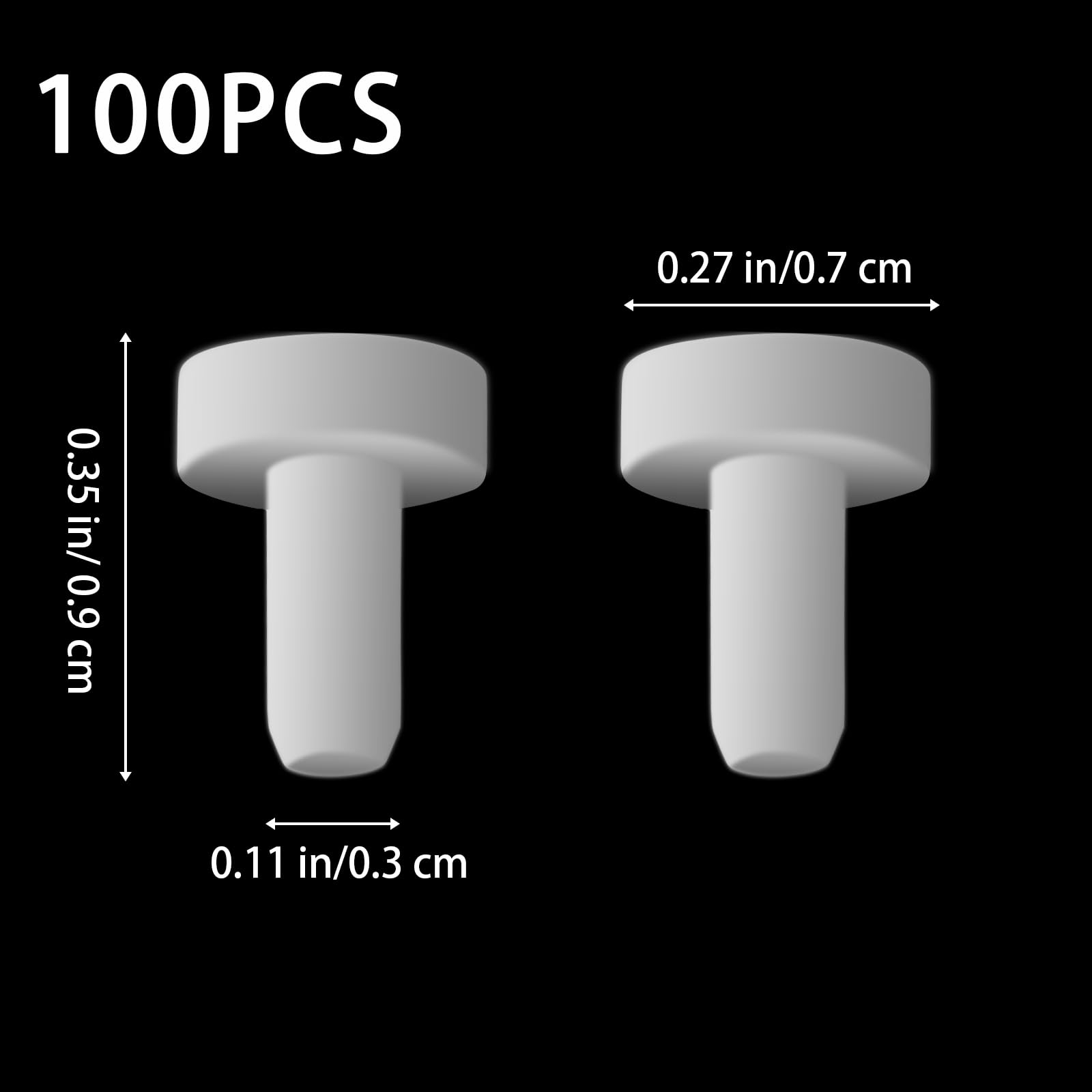100 PCS 3mm Rubber Hole Plugs White Hole Cover Caps Rubber Screw Holes Plug Round Button Plug White Soft Screw Holes Cover for Cabinet Cupboard Shelves Plate Furniture Hardware(0.9×0.7×0.3 cm) - Image 2