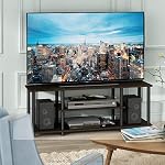 Furinno 12250R1DBR/BK Turn-N-Tube No Tools 3-Tier Entertainment TV Stands, 42-Inch, Dark Brown/Black | for TV up to 50 Inch, Open Frame Rectangular Entertainment Center with Storage Shelf, TV Console, for Living Room, Bedroom