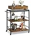 Produktbild VASAGLE Servierwagen, Küchenwagen, abnehmbares Tablett, mit verstellbaren Füßen und Rollen, Küchenregal, Stahlrahmen, 40 x 72 x 86 cm, Industrie-Design, vintagebraun-schwarz LRC72X