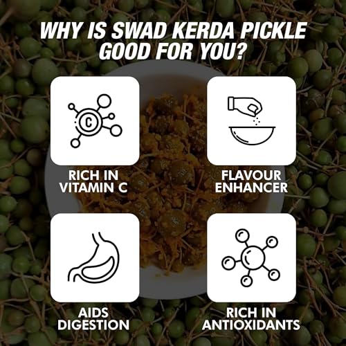 Image of SWAD Traditional and Delicious Tenti Dela Pickle / Lesua Gunda Kerda Achar / Lasode Gunda Pickle Home Made Rajasthani lasoda achar, Lasode Gunda Pickle Achar 400 gm Each | Pack of 2