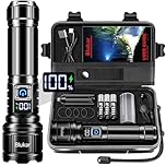 Blukar Torch Rechargeable, Ultra High Lumens Super Bright Flashlight, Adjustable Focus, 5 Modes, 5000 mAh Long Lasting, IP67 Waterproof, Smart Digital Display for Camping, Power Cuts, Emergency