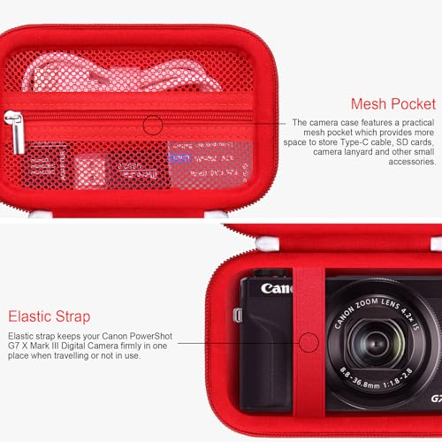 Funda rígida para cámara Canon PowerShot G7 X Mark III roja miniatura 4
