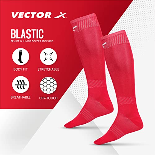 Image of Vector X High Knee Length Football Stockings| Polyester Stretchable Material|For Men & Women, Unisex|Soccer Socks|Superior Grip For Shin Guard, Anti Slip Blister Protection Anti Odour
