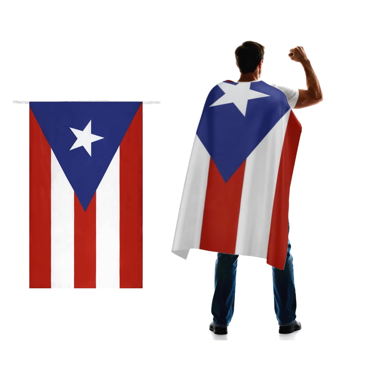 Porto Rico Flag Cape 3x5 FT for Independence Day Holiday Costumes Celebrati,150D Premium Polyester,Puerto Rican National Patriotic Flags Costume Cloak.